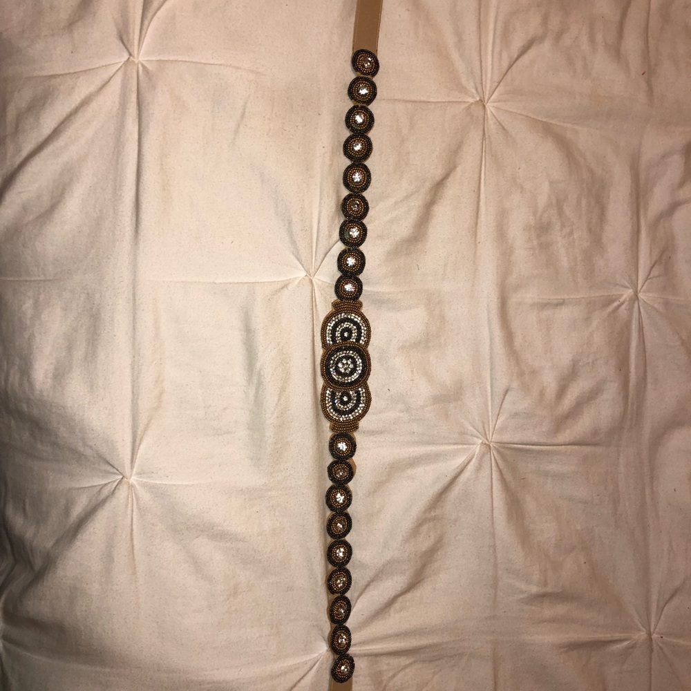 brown and black sequence belt